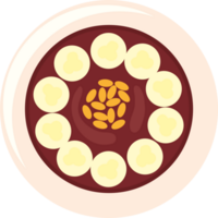 A bowl of soup with bananas and eggs png