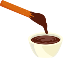 Chocolate sauce in a bowl with a stick png