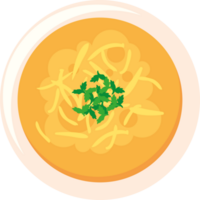 A bowl of soup with parsley on top png