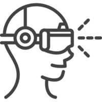 A black and white illustration of a man wearing a virtual reality headset png