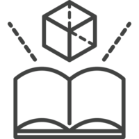 An open book with a cube on top of it png