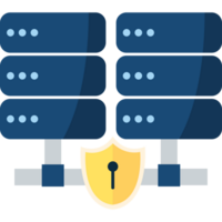 A server with a shield and a padlock png