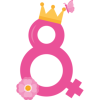 The eight symbol with a pink crown and butterfly png