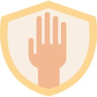 A hand is shown in a shield with a hand on it png