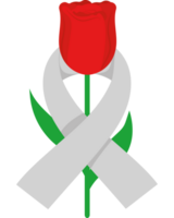 A red rose with a white ribbon and a ribbon png