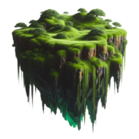 3D rendering of a fantasy landscape with trees in the foreground. png