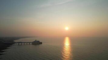 Aerial View of Eastbourne Beach and Ocean on a Sunny Day over England United Kingdom. May 11th, 2024 video