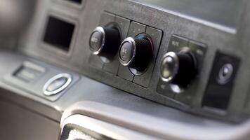 Buttons in the car. Scene. Small buttons located in the front of the machine to adjust the volume. video