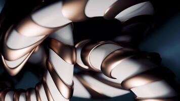 An Abstract Metallic Twisted Form Featuring a Shiny and Reflective Surface Finish. Design video