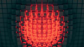 An Abstract Representation of a Red Light Wave Pattern within a Complex Grid Structure. Design video