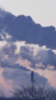 Smoking factory chimneys. Environmental problem of pollution of environment and air in large cities. View of large plant with Smoking pipes. Timelapse video