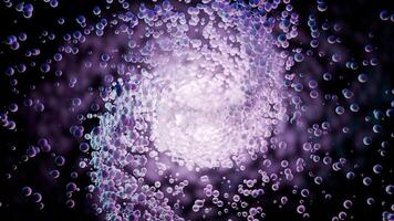 A vivid abstract representation of a galaxy with bubbles and captivating light effects. Design video