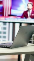 Vertical Empty global corporation office in a luxurious urban city center, modern workspace equipped with professional tools and networking system. Career development and motivation. video