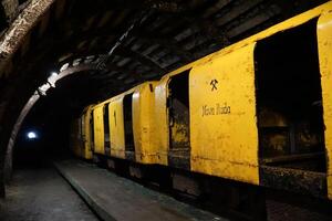 Nowa Ruda, Poland - August 4th, 2024 - Mining transportation carts photo