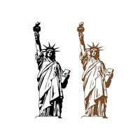Statue of Liberty sketch hand drawn with black lines, isolated on white background Free vector
