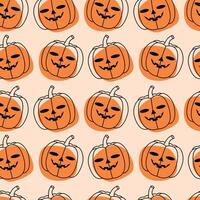 Halloween pumpkin seamless pattern. Pumpkin face and abstract elements in retro colors. illustration for packaging, fabric, card, wrapping paper, cover, background vector