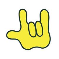 Yellow hand, rock sign. Isolated illustration for your design vector
