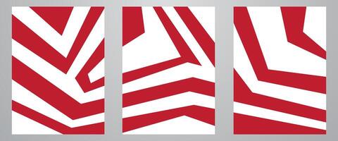 Set of Red and White Geometric Line Background vector