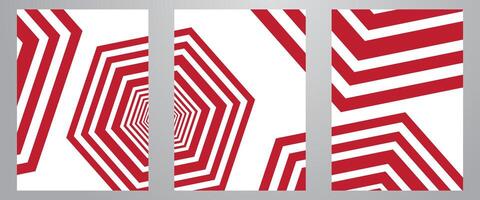 Red and white geometric hexagon patterns vector