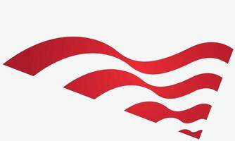 Wave flag red white modern abstract background vector