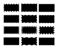 Set of rectangle shape frames with zigzag edge. Uneven zigzag rectangular shapes. vector