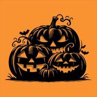set of Halloween pumpkin black and yellow silhouette vector