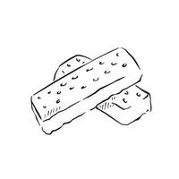 Shortbread stacked. Two Scottish biscuits hand drawn in line in black and white. A sweet snack. vector
