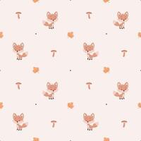 A simple, cozy,autumn pattern in a minimalist forest foxes, mushrooms, maple leaves pattern in a Scandinavian style. vector