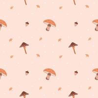 Autumn seamless pattern. Mushrooms, stars and leaves on a neutral background.Magical atmosphere. vector