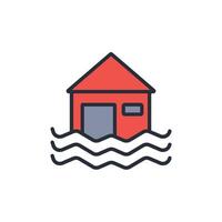 flooding icon. .Editable stroke.linear style sign for use web design,logo.Symbol illustration. vector