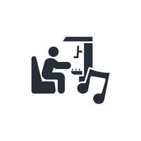 pianist icon. .Editable stroke.linear style sign for use web design,logo.Symbol illustration. vector