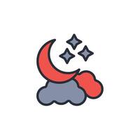 night icon. .Editable stroke.linear style sign for use web design,logo.Symbol illustration. vector