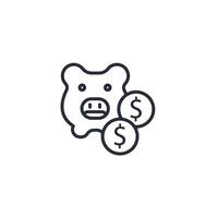 Piggy bank icon. .Editable stroke.linear style sign for use web design,logo.Symbol illustration. vector