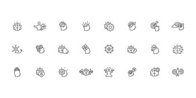 Brain icon set..Editable stroke.linear style sign for use web design,logo.Symbol illustration. vector