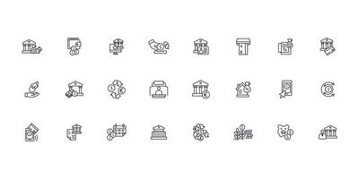 Bank icon set..Editable stroke.linear style sign for use web design,logo.Symbol illustration. vector