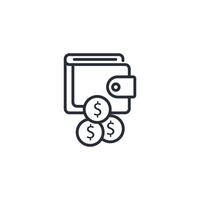 wallet icon. .Editable stroke.linear style sign for use web design,logo.Symbol illustration. vector