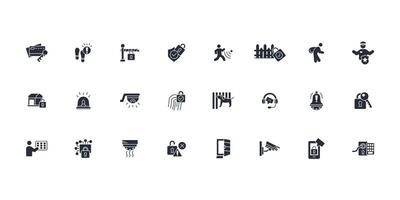 Home security icon set..Editable stroke.linear style sign for use web design,logo.Symbol illustration. vector