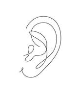Pen line poster ear drawing in pen line style on white background vector