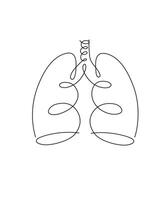 Pen line poster lungs drawing in pen line style on white background vector