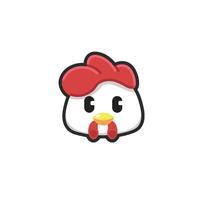 chicken head in outline flat design vector