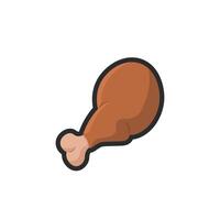 chicken leg in outline flat design. vector
