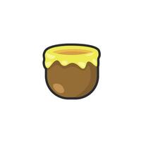 honey jar in outline flat design. vector
