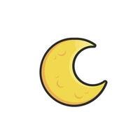 crescent moon in outline flat design. vector