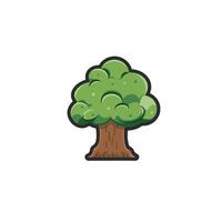 single tree in outline flat design. vector