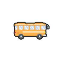 yellow bus in outline flat design. vector