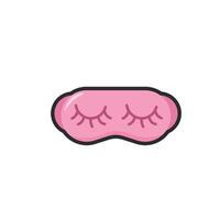 pink blind fold sleepwear in outline flat design. vector