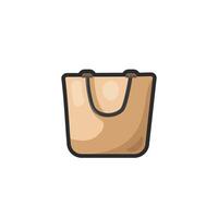 paper bag in outline flat design. vector