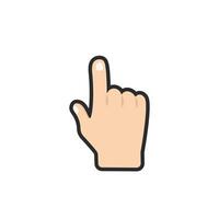 hand pointer in outline flat design. vector