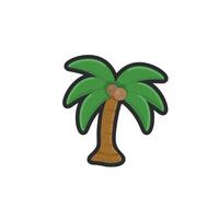 coconut tree in outline flat design. vector