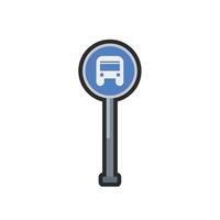 bus stop sign in outline flat design. vector